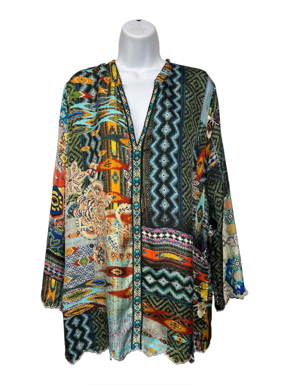 Johnny Was Cane Silk Tunic size XL - Picture 2 of 9